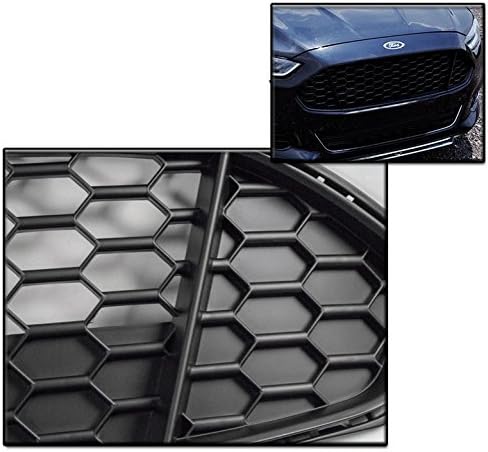 Front Bumper Upper Honeycomb Mesh Grille Insert Gloss Black/Chrome Trim Compatible with 2013-16 Ford Fusion