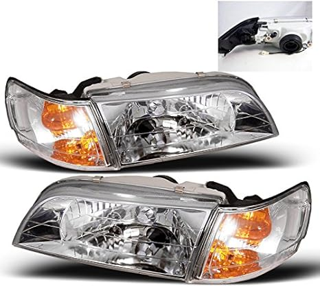 Replacement Headlights Headlamps w/Corner Signal Lamps Chrome Compatible with 1993-1997 Toyota Corolla