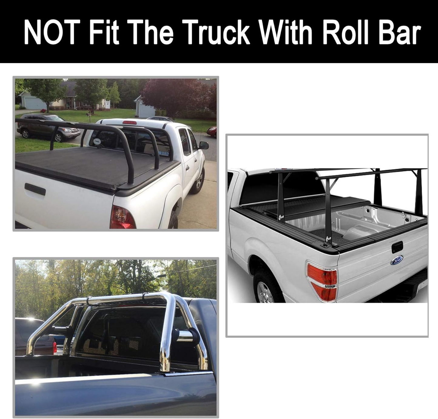 Black Vinyl Clamp On Soft Lock & Roll-up Top Mount Tonneau Cover Assembly w/Rails+Mounting Hardware Fit 05-15 Toyota Tacoma Pickup 6ft Fleetside Bed