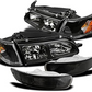 Black Headlight+Corner+Smoke Bumper Signal Lamp Compatible With 1993-1997 Corolla DX
