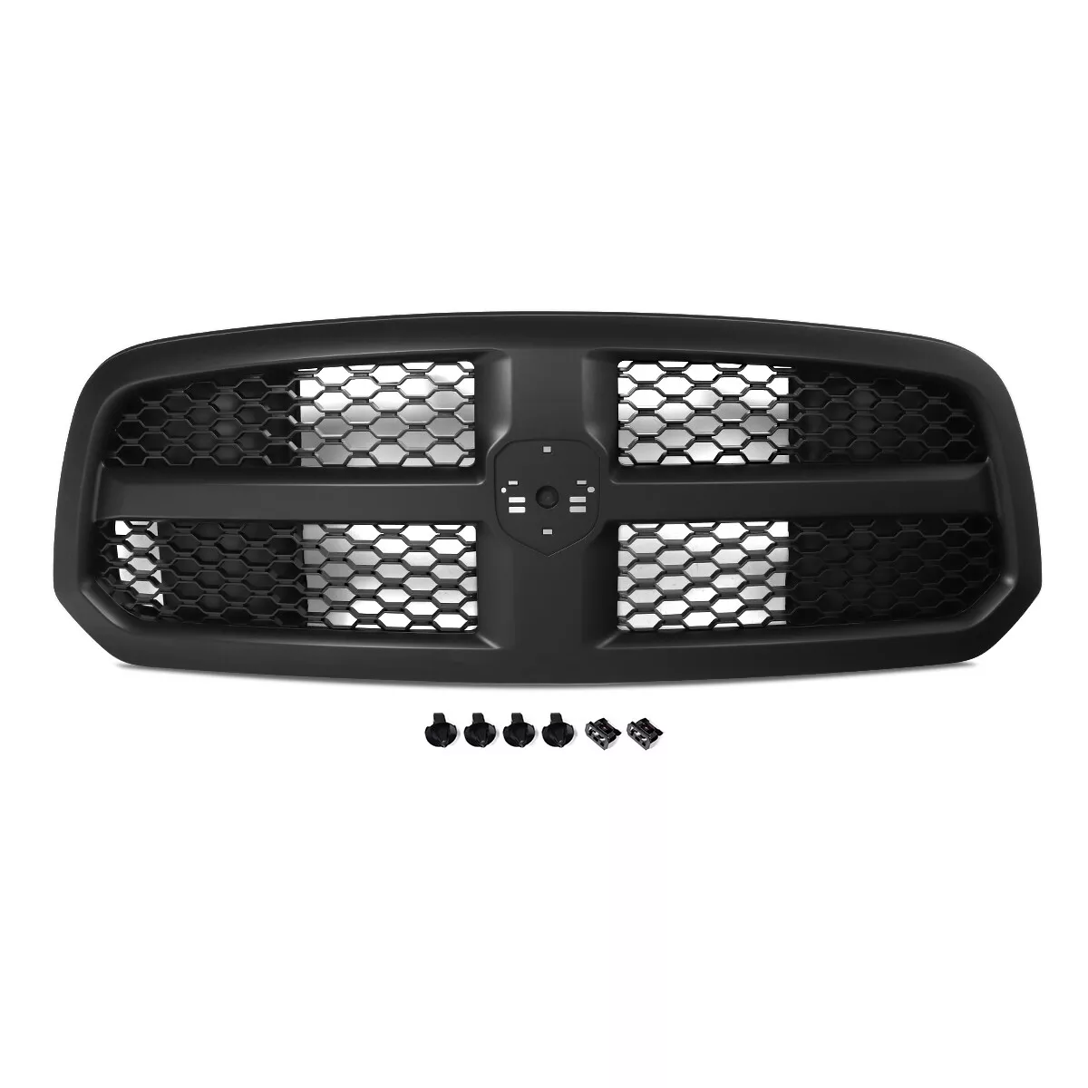 Compatible with 2013-2018 Ram 1500 Front Hood Bumper Mesh Style Glossy Black ABS Plastic Grille