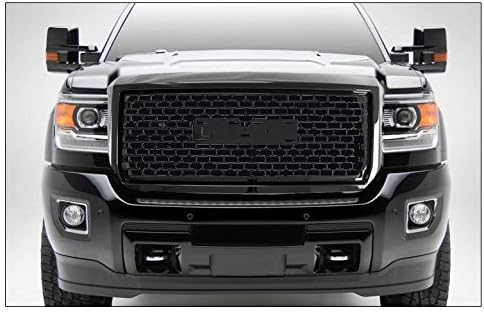Mesh Style Front Bumper Hood Upper Grille Grill Gloss Black For 2014-2015 GMC Sierra 1500 Pickup Truck