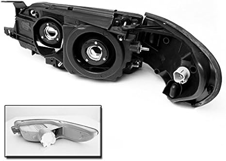 Black Headlight+Corner+Smoke Bumper Signal Lamp Compatible With 1993-1997 Corolla DX