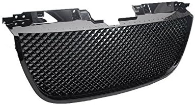 1pc Glossy Black Strong ABS Plastic Badgeless Mesh Style Front Main Upper Grille Fit 07-14 GMC Yukon Base/SLE/SLT/Denali Only / 07-14 GMC Yukon XL 1500/2500 SLE/SLT/Denali Only