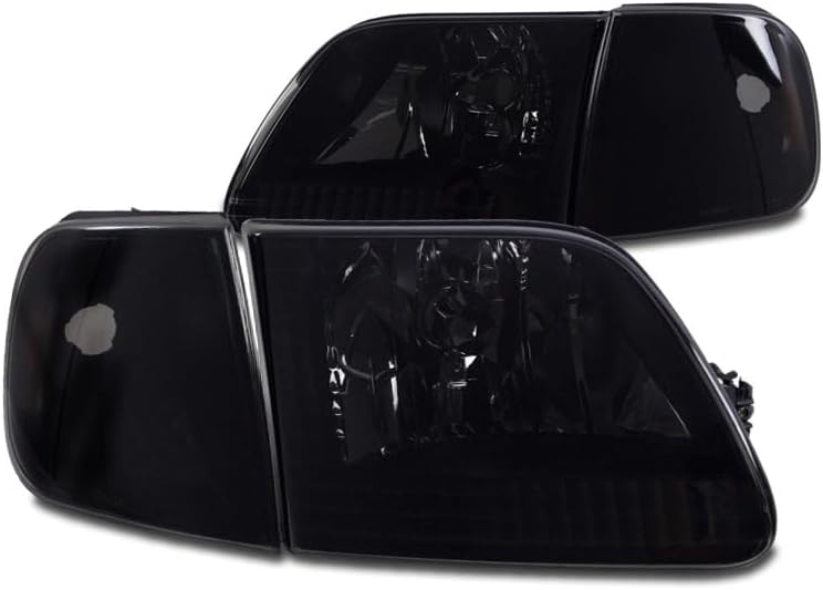Replacement Headlights w/Corner Lights Amber/Smoke Compatible with 1997-03 Ford F-150 | 1997-02 Expedition