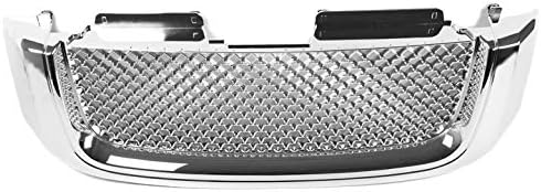 Front Bumper Upper Mesh Style Grille Grill Insert Chrome Compatible with 2002-2008 GMC Envoy
