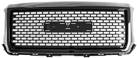 Mesh Style Front Bumper Hood Upper Grille Grill Gloss Black For 2014-2015 GMC Sierra 1500 Pickup Truck