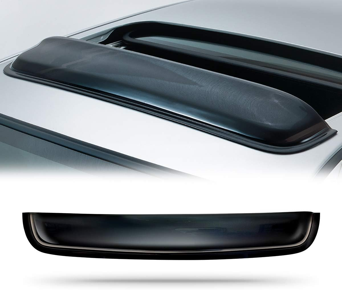 43in. Universal Thickness Dark Smoke Tint Top Sun Moon Roof Rain Snow Guard Window Sunroof Moonroof Wind Deflector