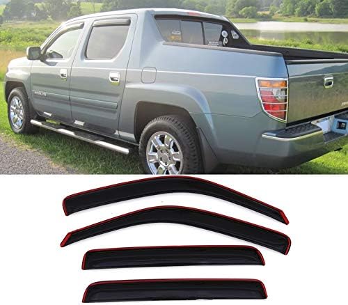 4pcs Dark Smoke in-Channel Style Sun Rain Guard Vent Shade Window Visors Compatible with 06-14 Honda Ridgeline