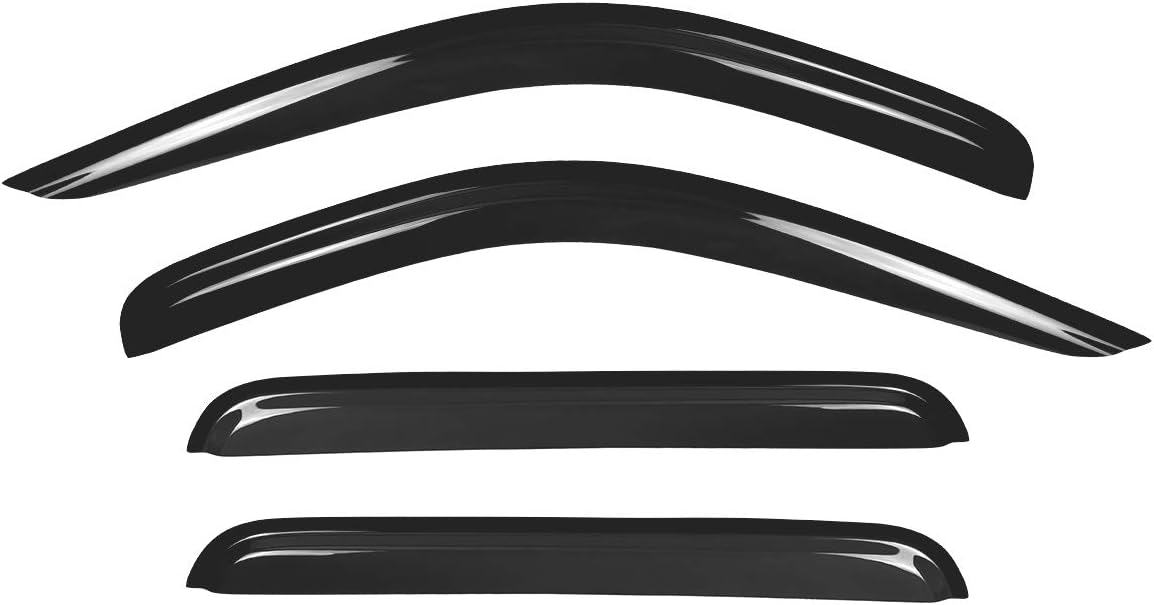 4pcs Smoke Tint Out-Channel Reinforced Acrylic Sun Rain Guard Vent Shade Window Visors Compatible with Dodge 98-03 Durango 00-04 Dakota Crew Quad Cab with 4 Full Size Doors