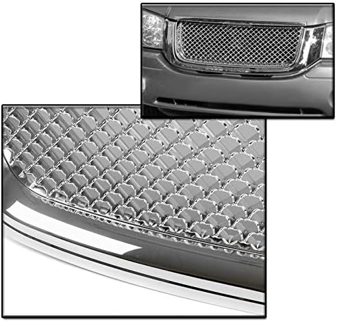 Front Bumper Upper Mesh Style Grille Grill Insert Chrome Compatible with 2002-2008 GMC Envoy