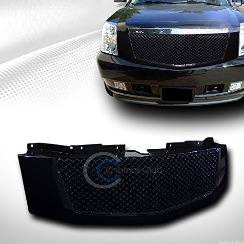 Front Grill Cover Compatible with 2007-2014 Cadillac Escalade/EXT | Glossy Black Luxury Sport Mesh Style Front Bumper Grille Guard | Front Grille Mesh Guard