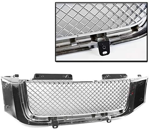 Front Bumper Upper Mesh Style Grille Grill Insert Chrome Compatible with 2002-2008 GMC Envoy