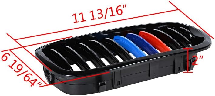Left Right Glossy Black M-Color Kidney Grille Grill Compatible with 2003-2006 BMW E46 325Ci 330Ci 2-Door LCI