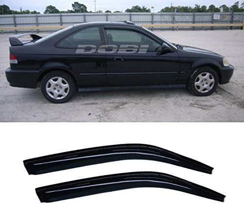 2pcs Sun/Rain Guard Vent Shade Window Visors for 96-00 Civic 2-Door Coupe