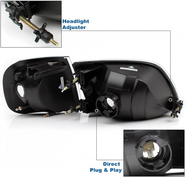 Replacement Headlights w/Corner Lights Amber/Smoke Compatible with 1997-03 Ford F-150 | 1997-02 Expedition