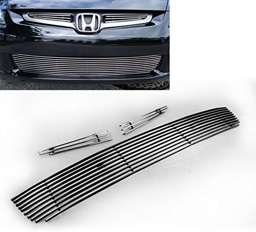 Front Bumper Upper + Lower Billet Grille Insert Combo Compatible with 2003-2005 Honda Accord Sedan