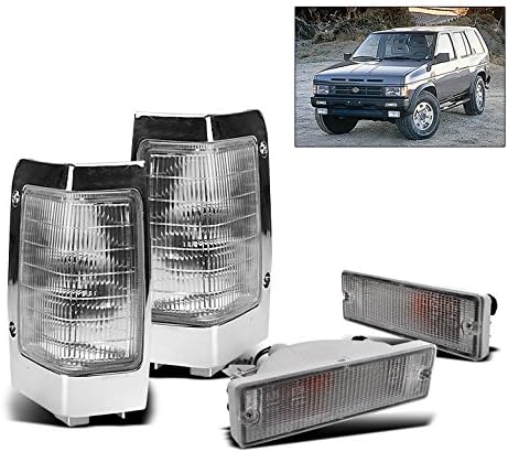 Front Bumper + Corner Signal Lights Lamps Chrome Compatible with 1990-1997 Hardbody