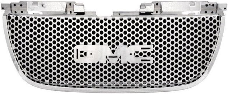 1pc Upper + 1pc Lower Bumper Front ABS Plastic Chrome Round Hole Style Grille Assembly For 07-14 GMC Yukon Base/SLE/SLT/Denali & 07-14 GMC Yukon XL 1500/2500 SLE/SLT/Denali
