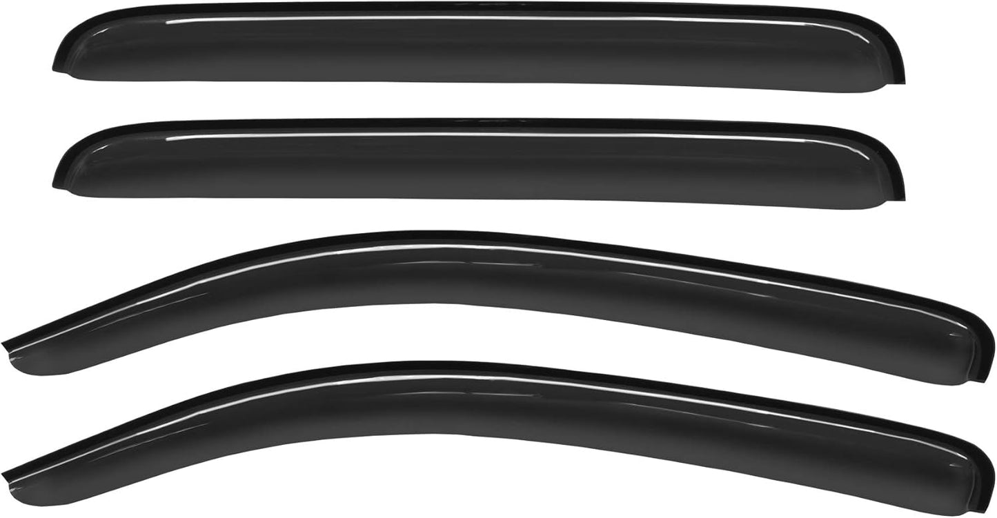 4pcs Smoke Tint Out-Channel ReinCompatible withced Acrylic Sun Rain Guard Vent Shade Window Visors Compatible with 05-15 Toyota Tacoma Double Crew Cab with Four Full Size Doors