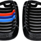 Left Right Glossy Black M-Color Kidney Grille Grill Compatible with 2003-2006 BMW E46 325Ci 330Ci 2-Door LCI