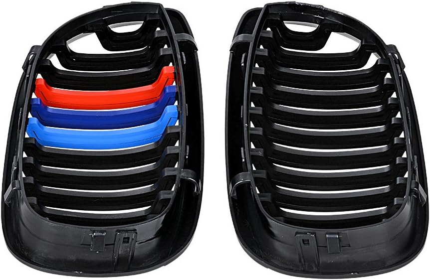 Left Right Glossy Black M-Color Kidney Grille Grill Compatible with 2003-2006 BMW E46 325Ci 330Ci 2-Door LCI