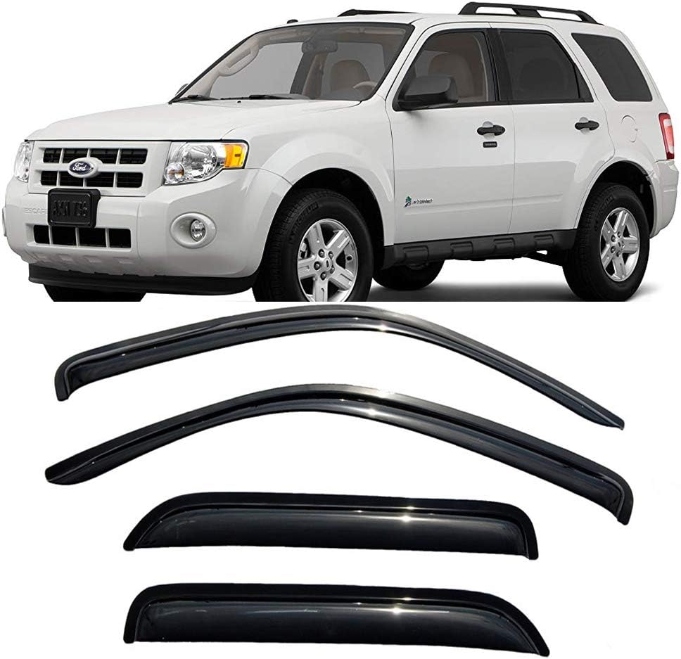 4pcs Side Window Deflector Window Visors Out-Channel Style for Ford Escape 01-12 for Mazda Tribute 08-11 for Mercury Mariner 05-11 Sun Rain Guard