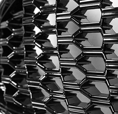 Front Bumper Upper Honeycomb Mesh Grille Insert Gloss Black/Chrome Trim Compatible with 2013-16 Ford Fusion