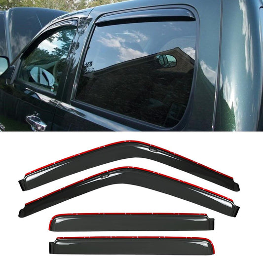New 4pcs for 92-00 C/K Crew Cab/Suburban/Tahoe/Yukon/Escalade Dark Smoke in-Channel Wind Sun Rain Guard Vent Shade Deflector Window Visors