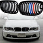 Left Right Glossy Black M-Color Kidney Grille Grill Compatible with 2003-2006 BMW E46 325Ci 330Ci 2-Door LCI