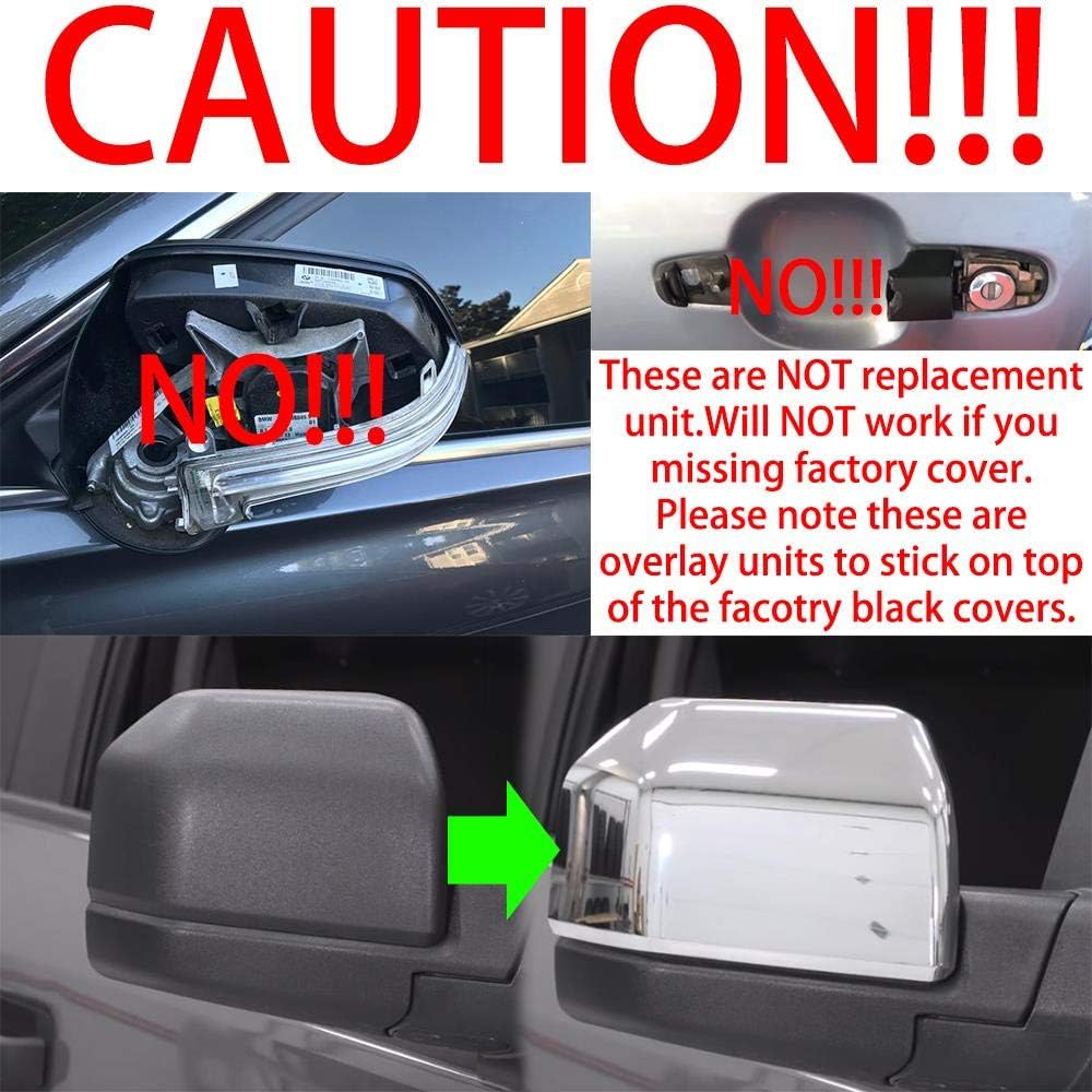 3-Layers Shiny Chrome Plated Parts Accessories Top Half Side Mirror Cover Designed For 2014-2020 Chevrolet Impala