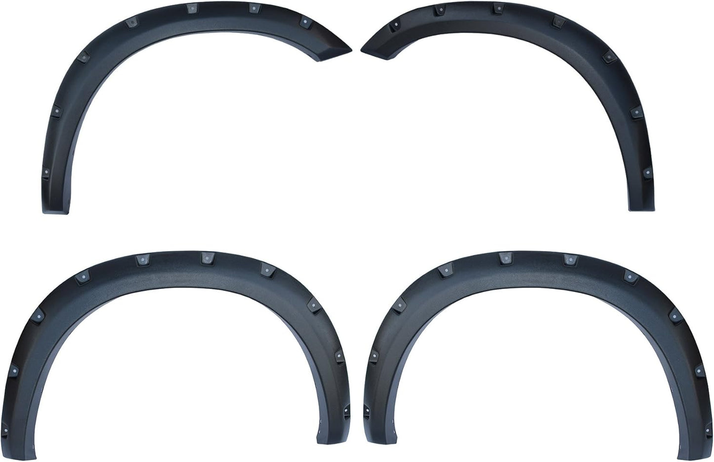 4pcs Textured Black ABS Plastic Pocket-Riveted Fender Flares with Mounting Hardware & Instruction Fit 09-16 Dodge Ram 1500 Pickup