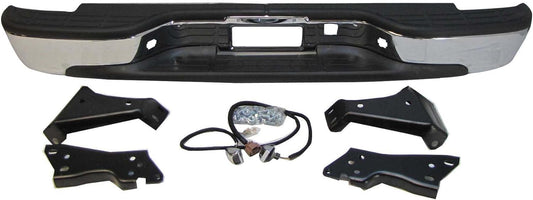 Rear Step Bumper Chrome Full Assy with Hitch Bar Pad Bracket LIC Lamp 99-07 (07 Classic) Silverado Sierra Stepside Bed Type GM1103123
