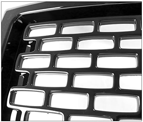 Mesh Style Front Bumper Hood Upper Grille Grill Gloss Black For 2014-2015 GMC Sierra 1500 Pickup Truck