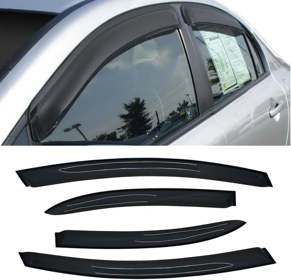 4pcs Window Visors Sun Rain Guard Out-Channel Style for 06-11 Honda Civic 4-Door Sedan Side Window Deflectors Visor