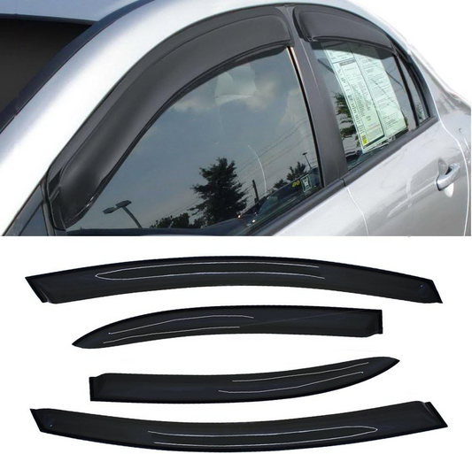 4pcs Window Visors Sun Rain Guard Out-Channel Style for 06-11 Honda Civic 4-Door Sedan Side Window Deflectors Visor