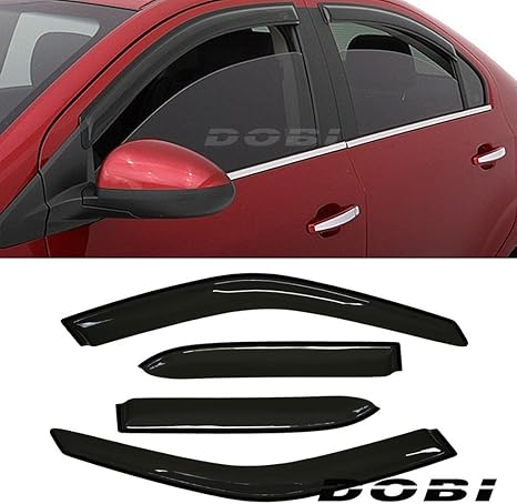 4pcs Smoke Tint Out-Channel Reinforced Acrylic Sun Rain Guard Vent Shade Window Visors for 98-02 Chevrolet Prizm & 98-02 Toyota Corolla