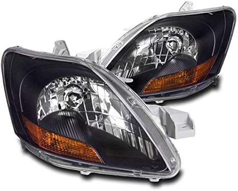 Replacement Black Headlights Lamps Compatible with 2007-2012 Toyota Yaris Sedan 4DR