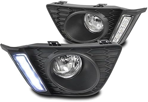 LED DRL Bumper Driving Fog Lights Lamps Chrome Compatible with 2015-2016 Honda Fit