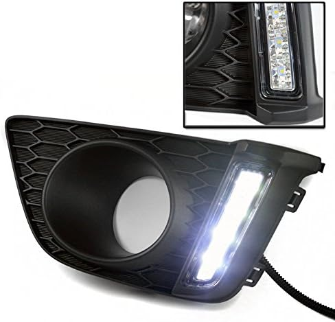 LED DRL Bumper Driving Fog Lights Lamps Chrome Compatible with 2015-2016 Honda Fit