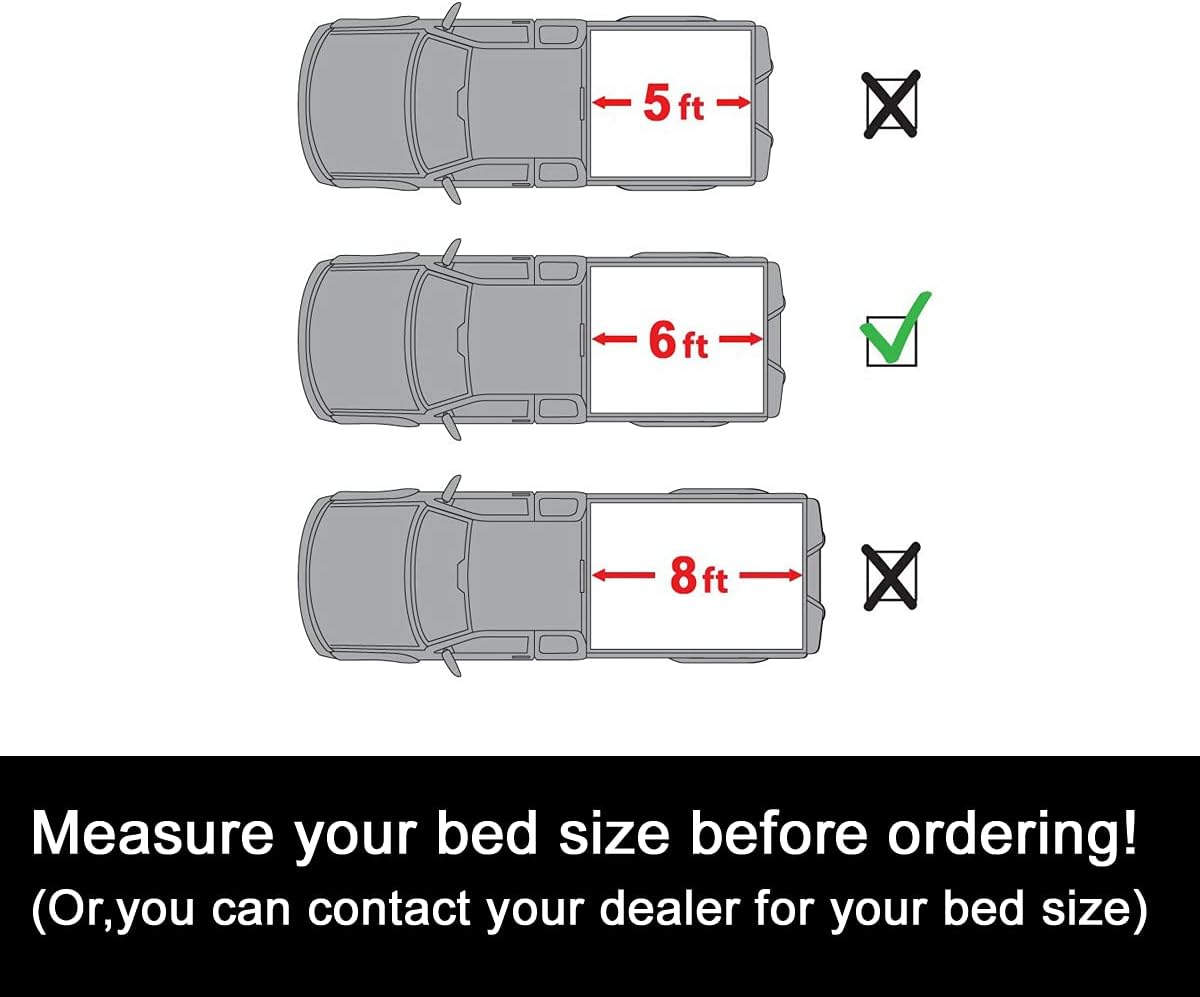 Black Vinyl Clamp On Soft Lock & Roll-up Top Mount Tonneau Cover Assembly w/Rails+Mounting Hardware Fit 05-15 Toyota Tacoma Pickup 6ft Fleetside Bed