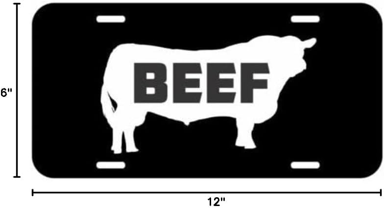 Beef EAT Bull Aluminum Metal On Black License Plate Tag Farmer Cattle Truck Car (c34784)