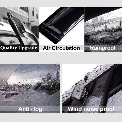 4pcs Window Visors Sun Rain Guard for 04-14 Ford F150 Extended Cab Smoke Side Wind Deflectors Visor