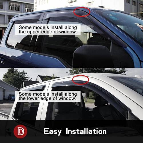 4pcs Window Visors Sun Rain Guard for 04-14 Ford F150 Extended Cab Smoke Side Wind Deflectors Visor