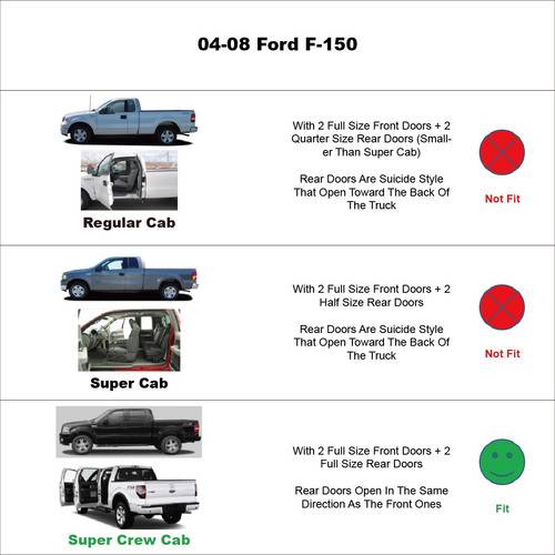 Fits 04-08 Ford F150 Supercrew Cab Acrylic Window Visors Side Deflectors 4Pc Set