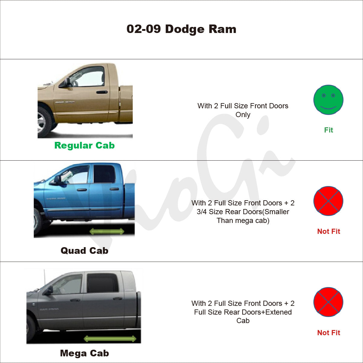 Fits 02-09 Dodge Ram 1500 2500 Regular/Standard Cab Acrylic Window Visors 2PC