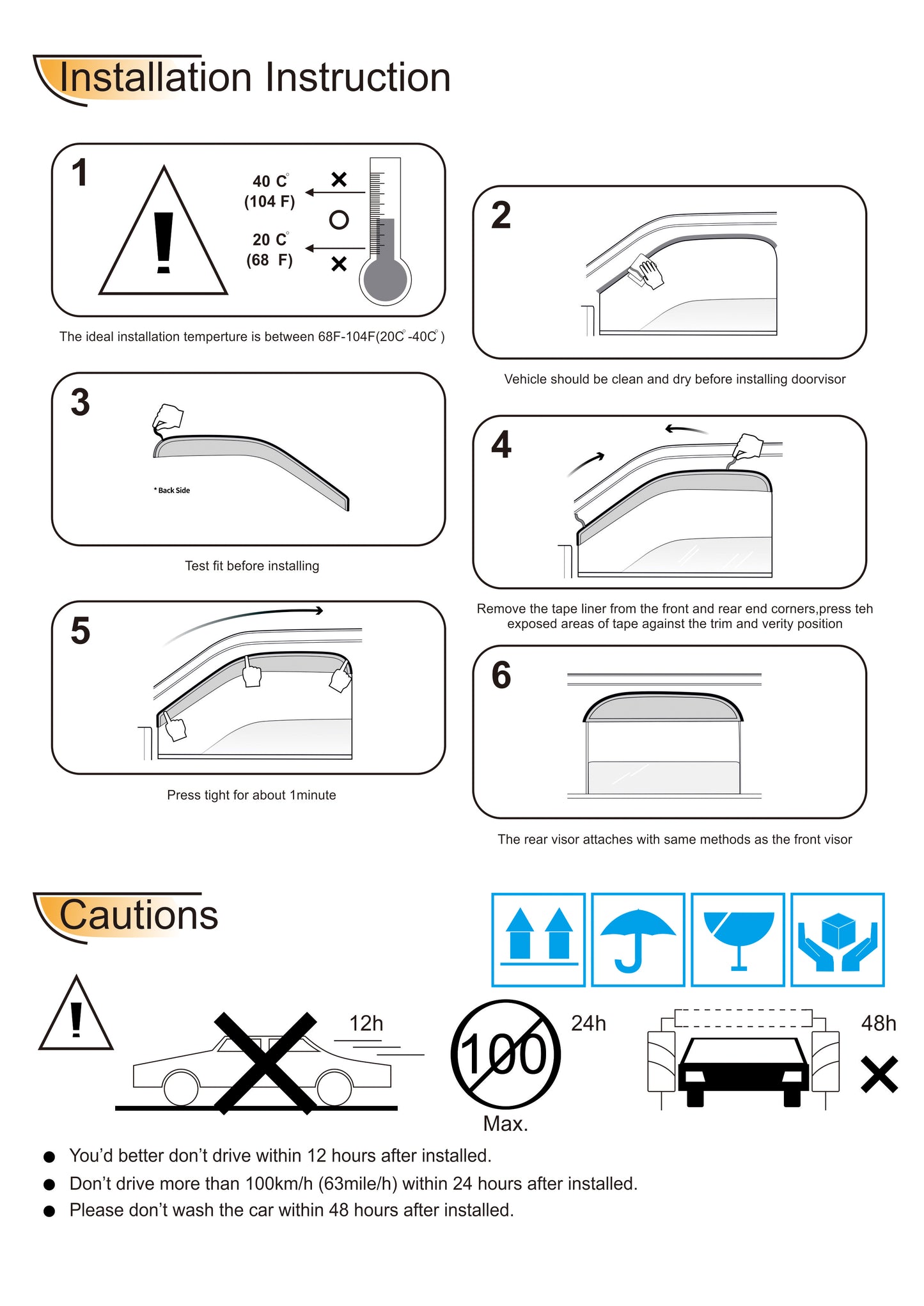 Fits for KIA Sorento 2010-2014 Side Window Vent Visor Sun Rain Deflector Guard