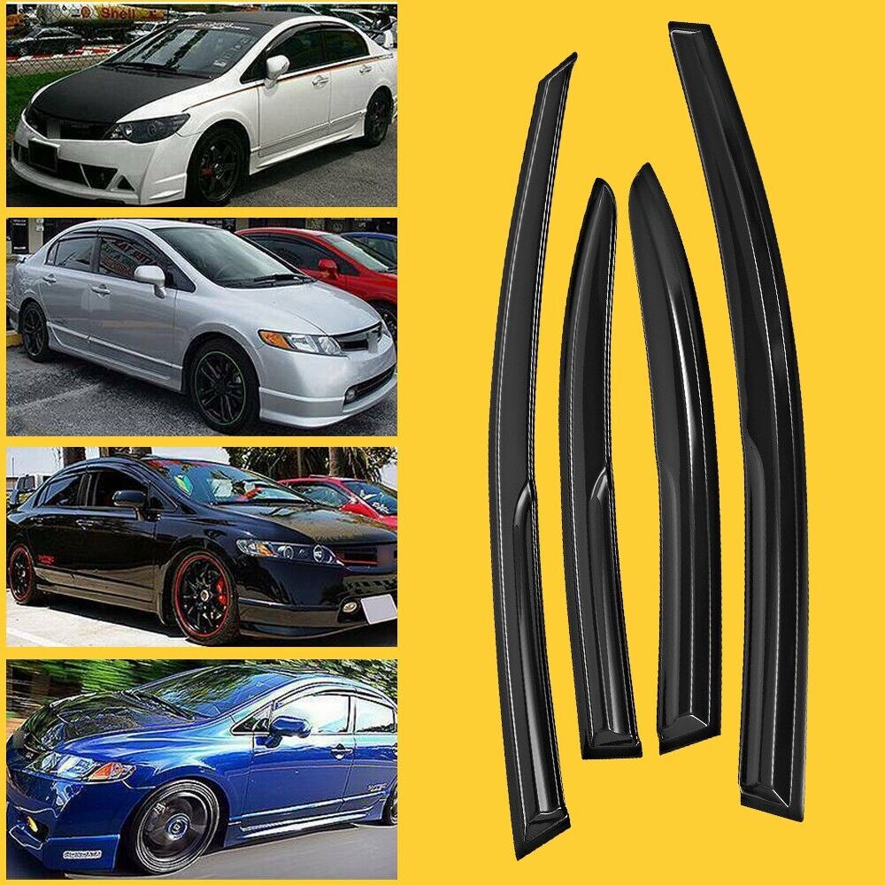 DrivegoPlus For 2006-2011 Honda Civic Mugen II Style Window Rain Guard Visors 4-Door Sedan