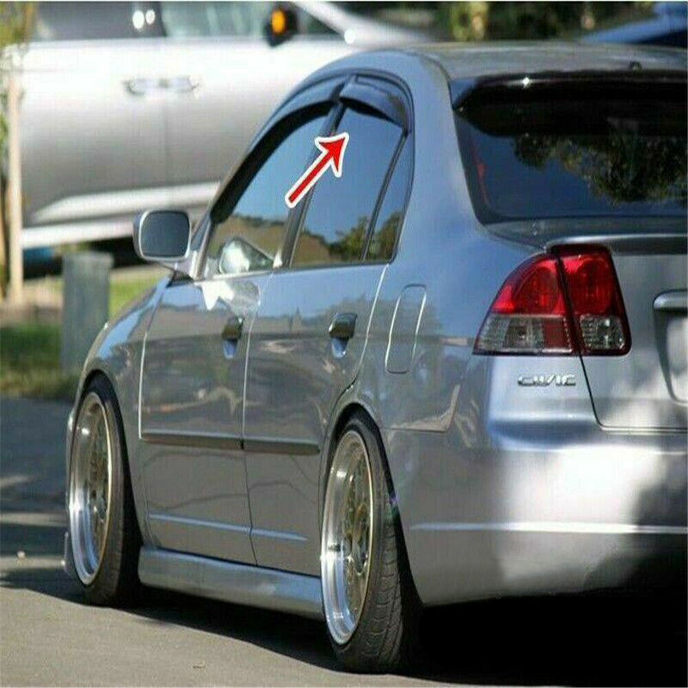 For 01-05 Honda Civic 4DR Sedan JDM Wavy Mugen Style 4 Pcs Window Visor Guard