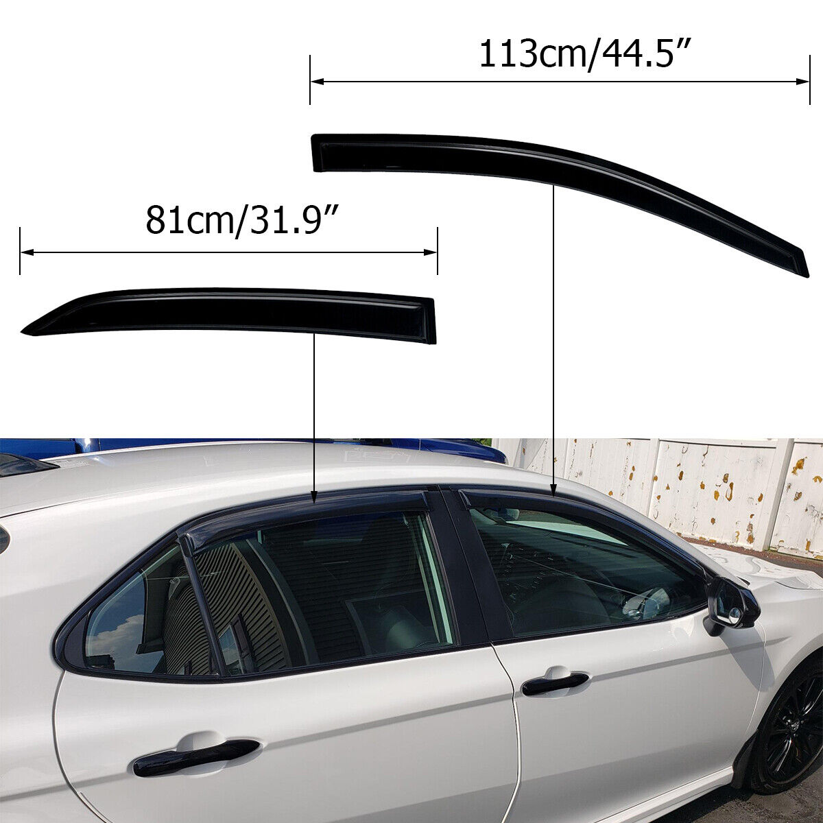 FOR 2018-2023 TOYOTA CAMRY CLIP-ON BLACK TRIM WINDOW VISOR RAIN GUARD DEFLECTOR